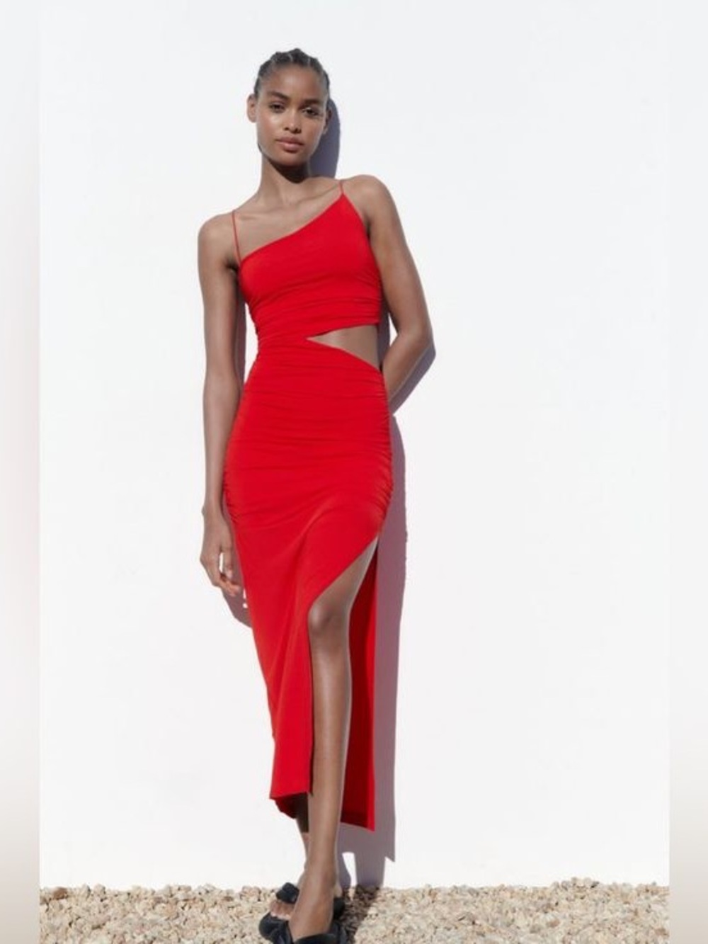 Zara red asymmetrical dress